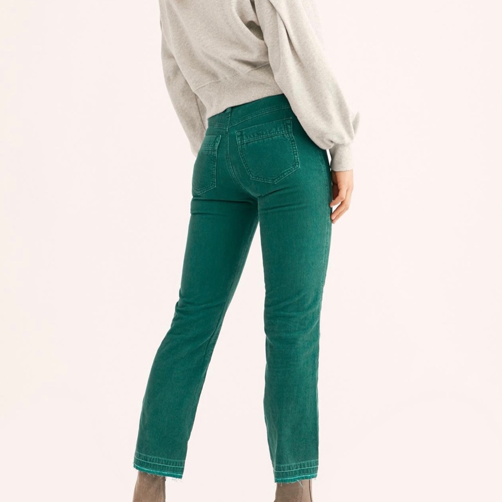 FREE PEOPLE straight leg green corduroy PINE 28